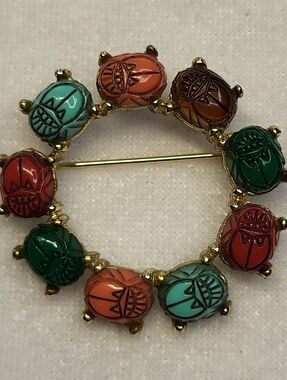 Vintage Egyptian Revival Scarab Brooch